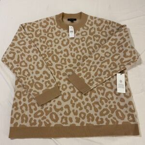 NWT Ann Taylor Women’s 100% Cashmere Leopard Print Sweater - XXL